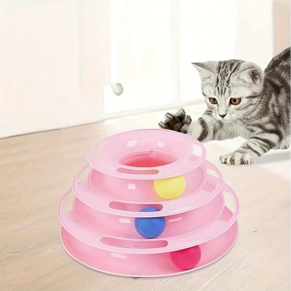 Cat Toy Tower with Colorful Balls