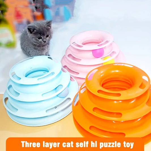 Cat Toy Tower with Colorful Balls