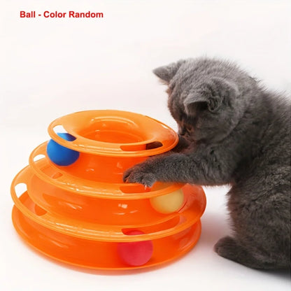 Cat Toy Tower with Colorful Balls