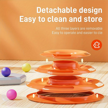 Cat Toy Tower with Colorful Balls