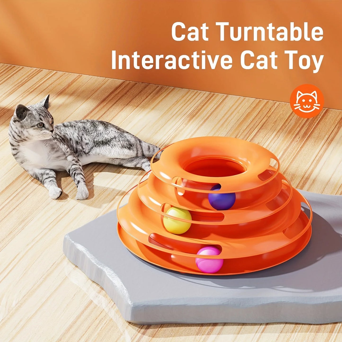 Cat Toy Tower with Colorful Balls