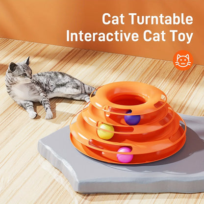 Cat Toy Tower with Colorful Balls